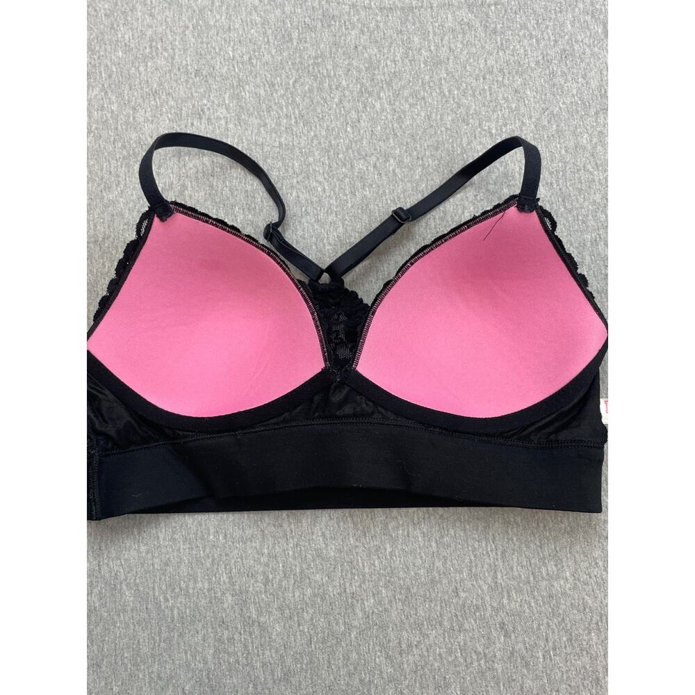 Victorias Secret Pink Bra Womens M Lightly Lined‎ Black Lace Underwire Racerback - Picture 5 of 8